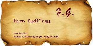 Hirn György névjegykártya