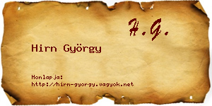 Hirn György névjegykártya